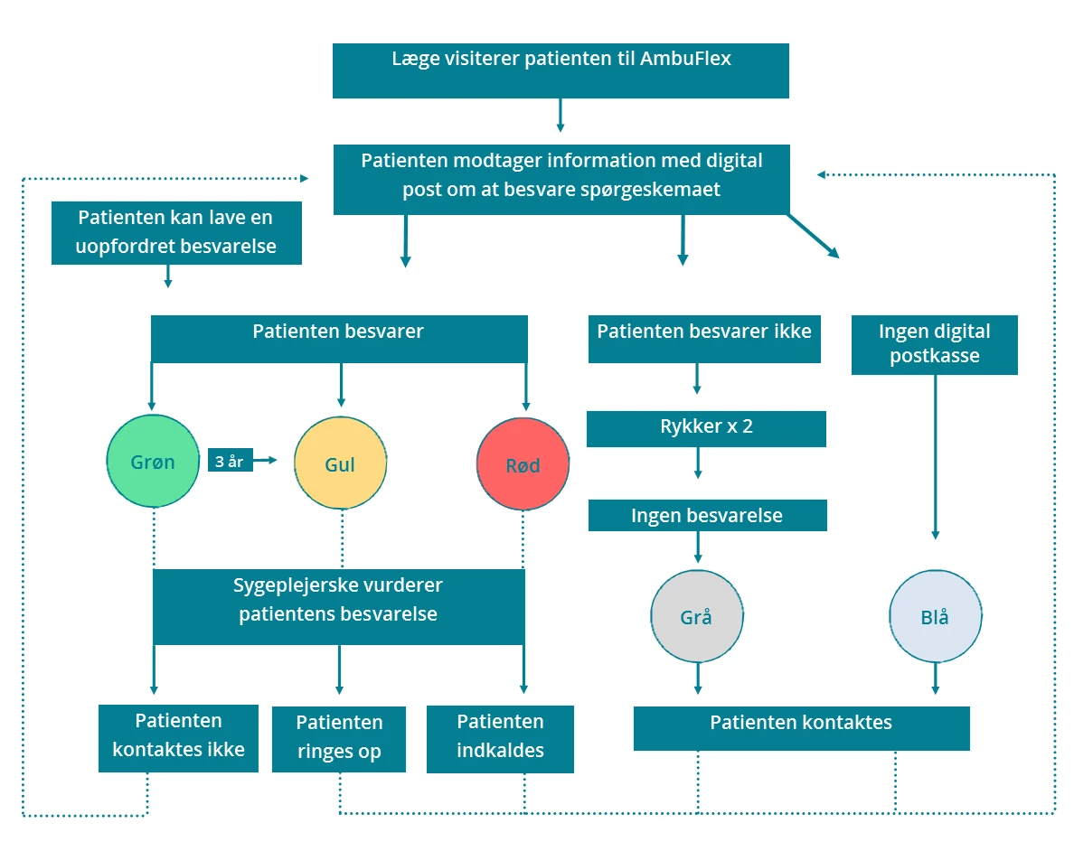 Flowchart der viser patientens vej gennem PRO-løsningen