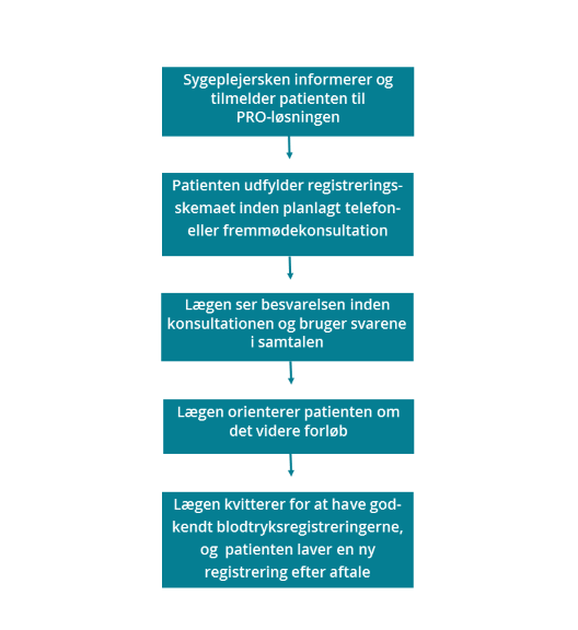 Flowchart der beskriver patientens vej gennem PRO-løsningen