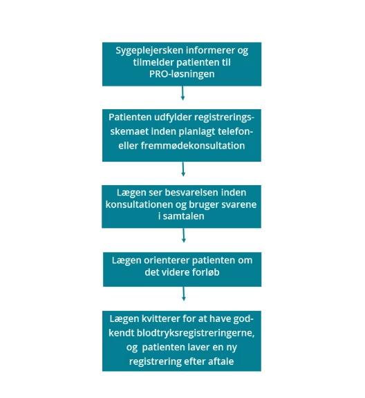 Flowchart der beskriver patientens vej gennem PRO-løsningen