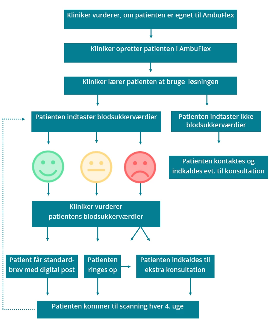 Flowchart der viser patientens vej gennem PRO-løsningen
