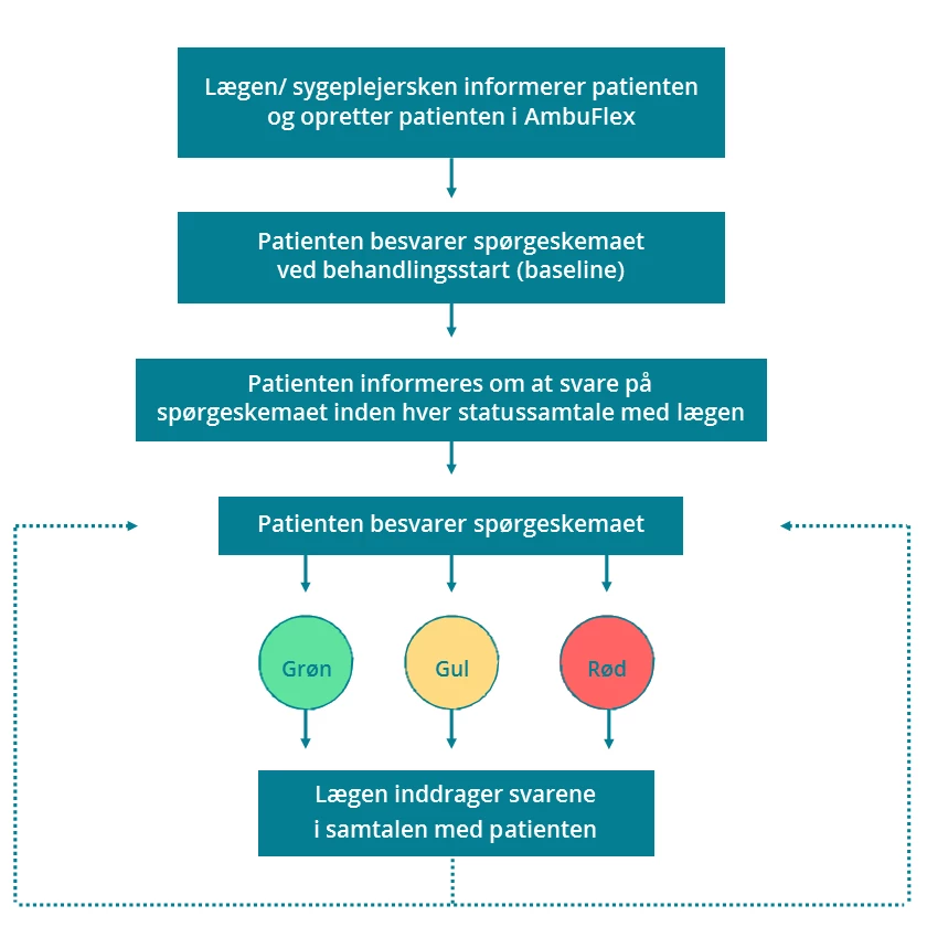 Flowchart der viser patientens vej gennem PRO-løsningen