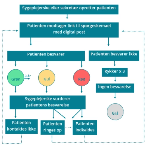 Flowchart der beskriver patientens vej gennem systemet 