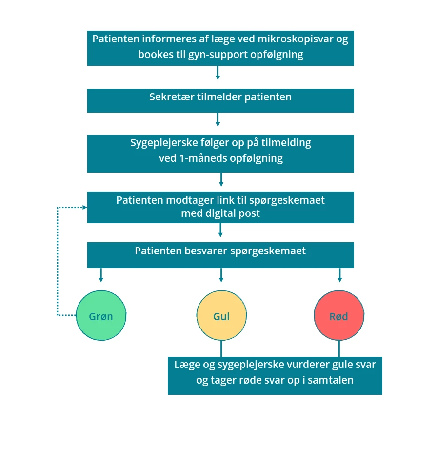 Flowchart der viser patientens vej gennem PRO-løsningen