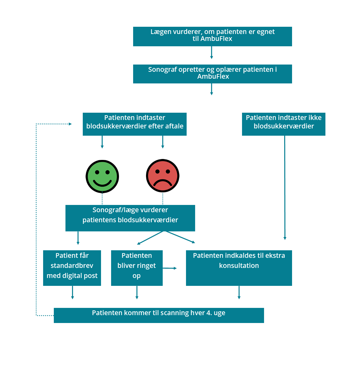 Flowchart der viser patientens vej gennem PRO-løsningen