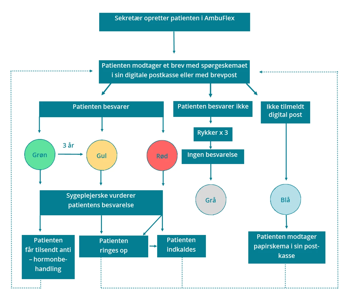 Flowchart der viser patientens vej gennem PRO-løsningen