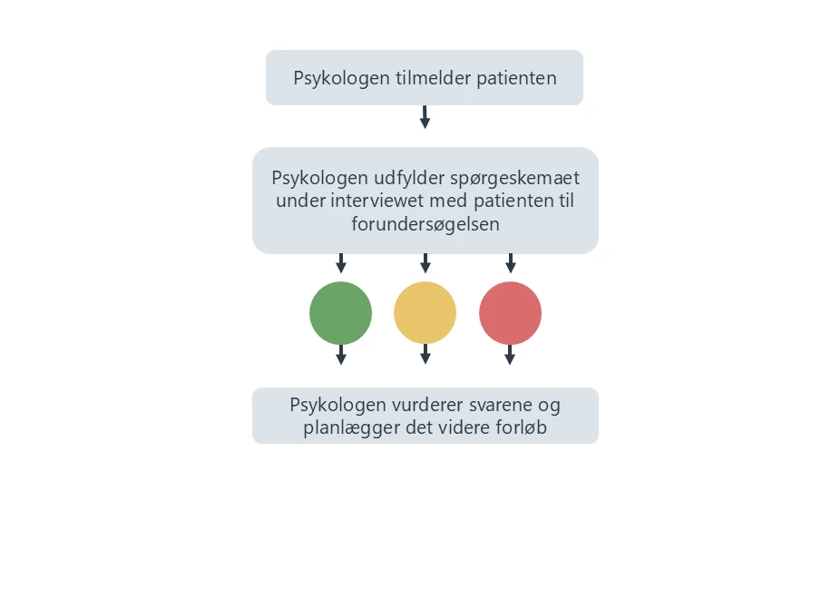 Flowchart der viser patientforløbet i PRO-løsningen til spiseforstyrrelse