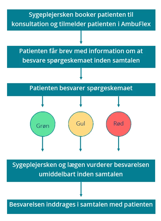 Flowchart der viser patientens vej gennem PRO-løsningen