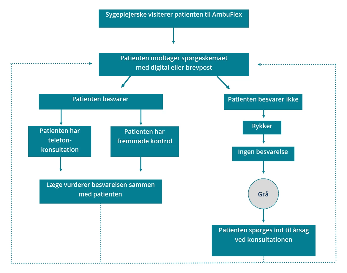Flowchart der viser patientens vej gennem PRO-løsningen