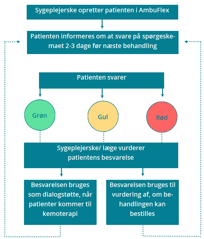 Flowchart der beskriver patientens vej gennem PRO-løsningen